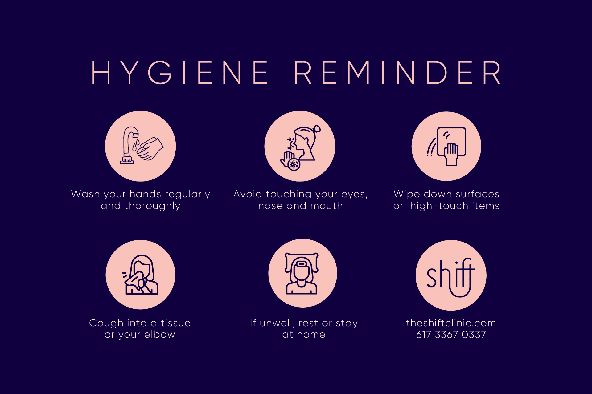 Shift Hygiene Reminder Navy Bg